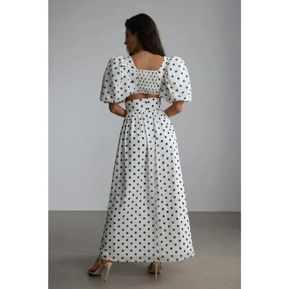 Sunfere Ellie Polka Dot Maxi Skirt Set in White & Black Size XL NWT Going out - Picture 4 of 13